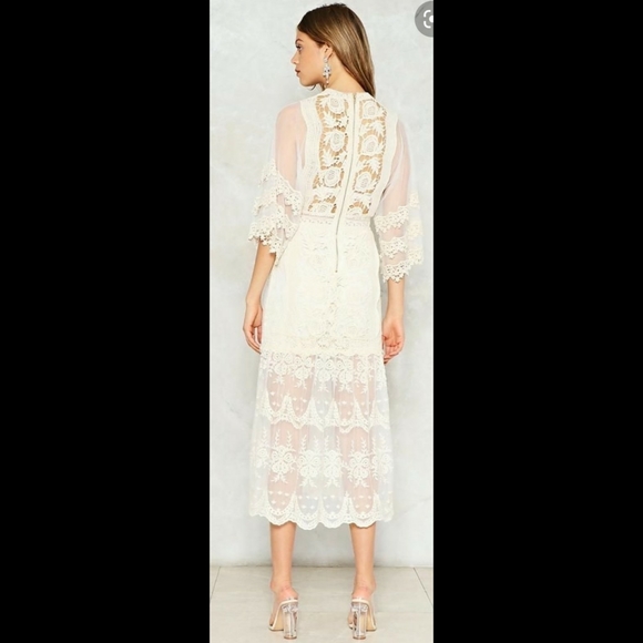 Nasty Gal Crochet Lace Maxi Dress-CREAM not black - Picture 3 of 7